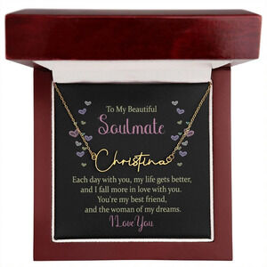Each Day With You Personalized Gold Tone Name Necklace Custom Name Gift Luxu